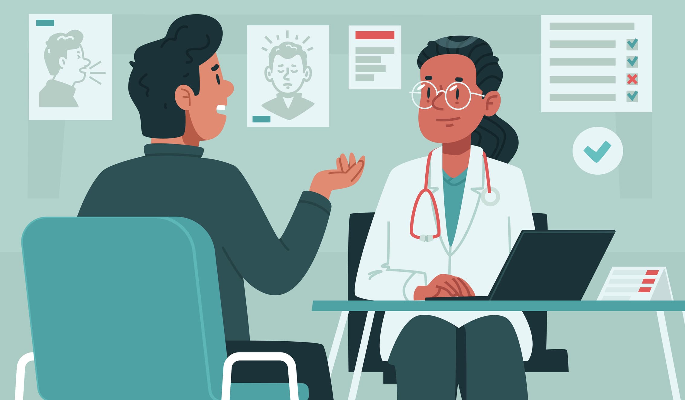 Doctor conducting online consultation with patient